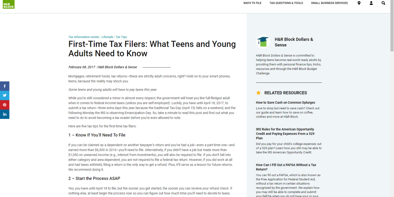 Tax Tips for First Time filers